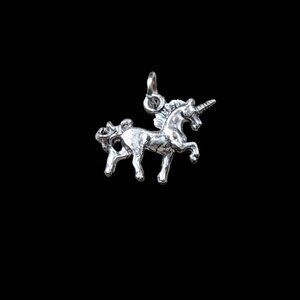 Vintage Unicorn Charm Fairycore Silver Tone Bracelet Necklace‎ Pendant